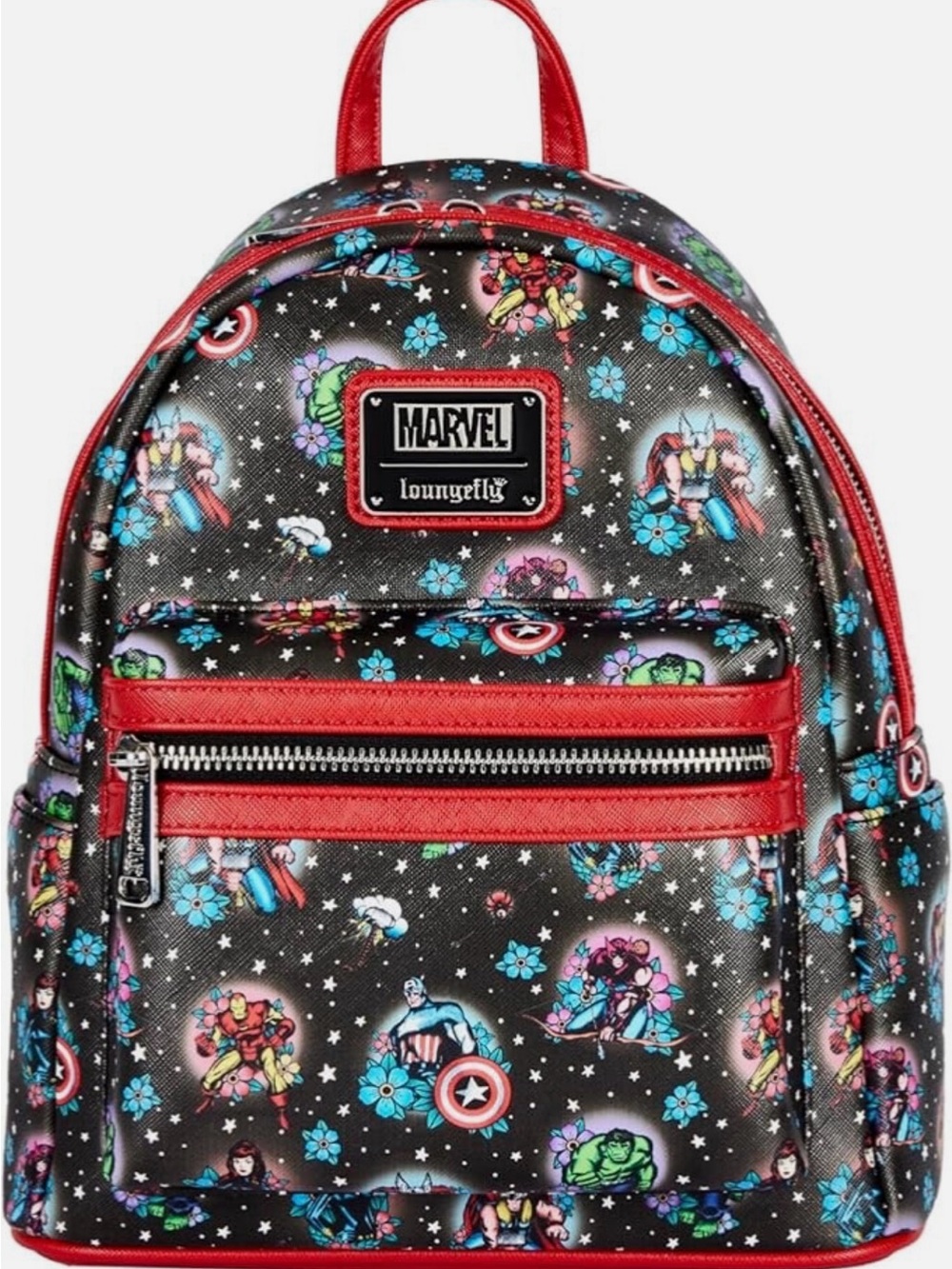 Loungefly Marvel Floral tattoo backpack with wallet set